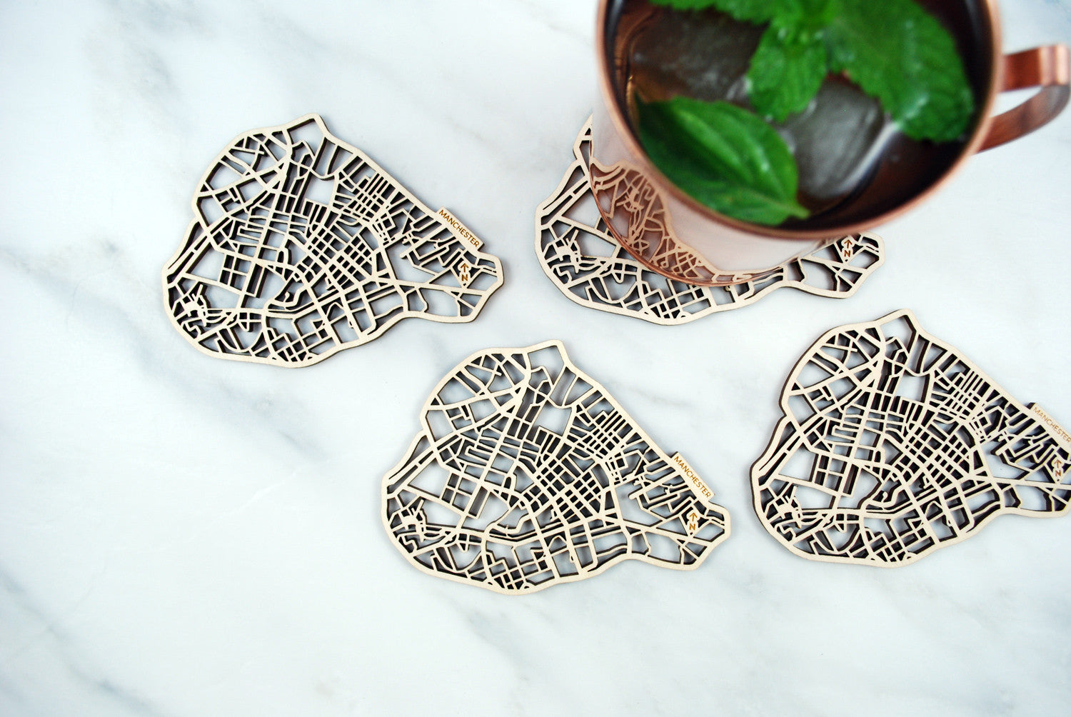 Manchester Map Coasters (set of 4)