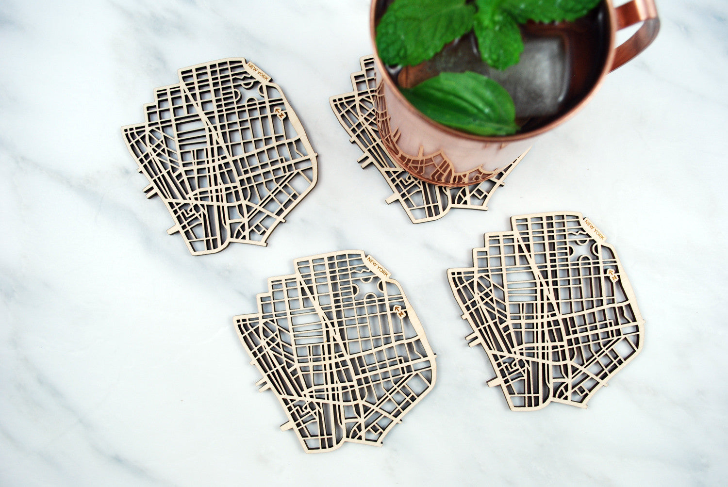 New York Map Coasters (set of 4)