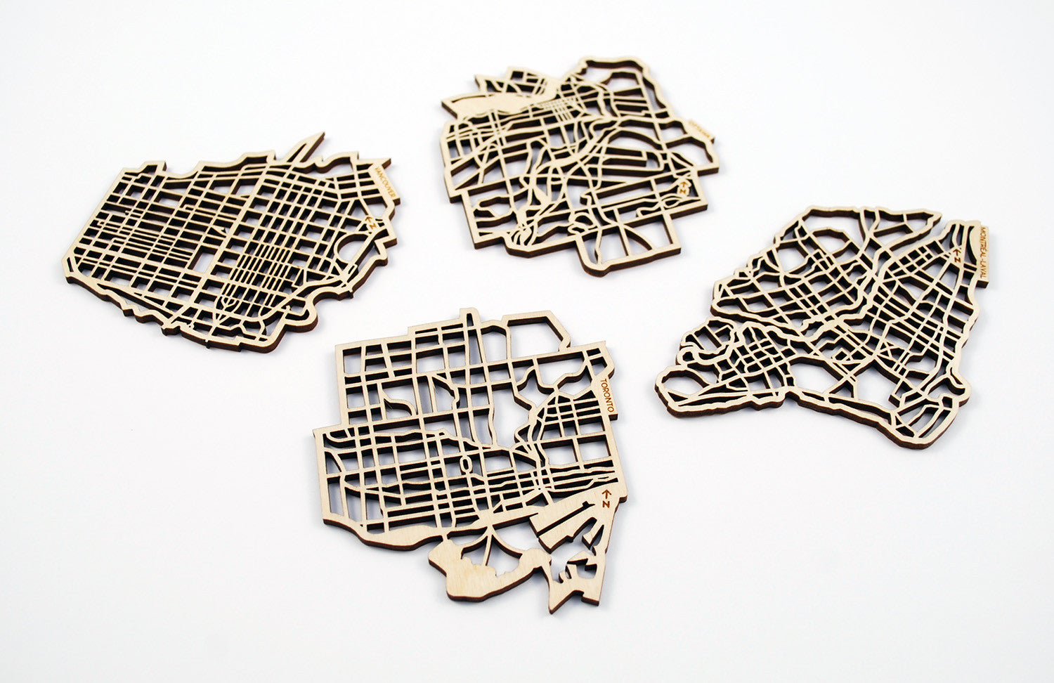 Canadian Cities Map Coasters (set of 4)